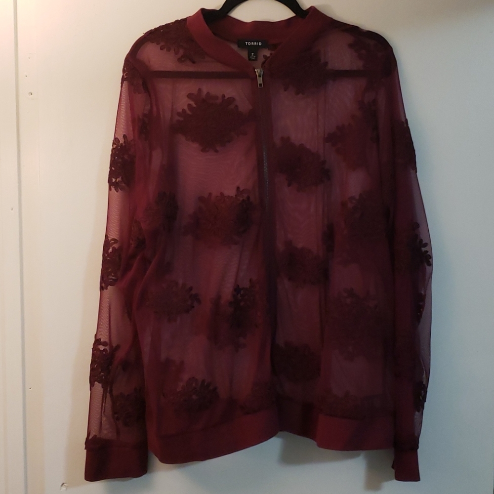 Torrid 2XL Lace Jacket Burgundy Fall